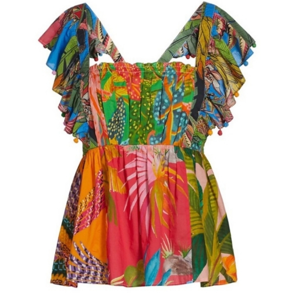 NWT Farm Rio Mixed Prints Blouse size Large